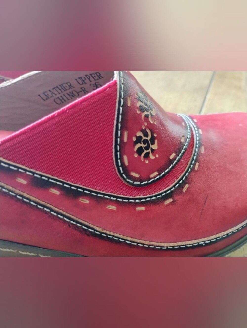 Spring Step L'Artiste Women's Red Leather Chino Clogs - Picture 8 of 9